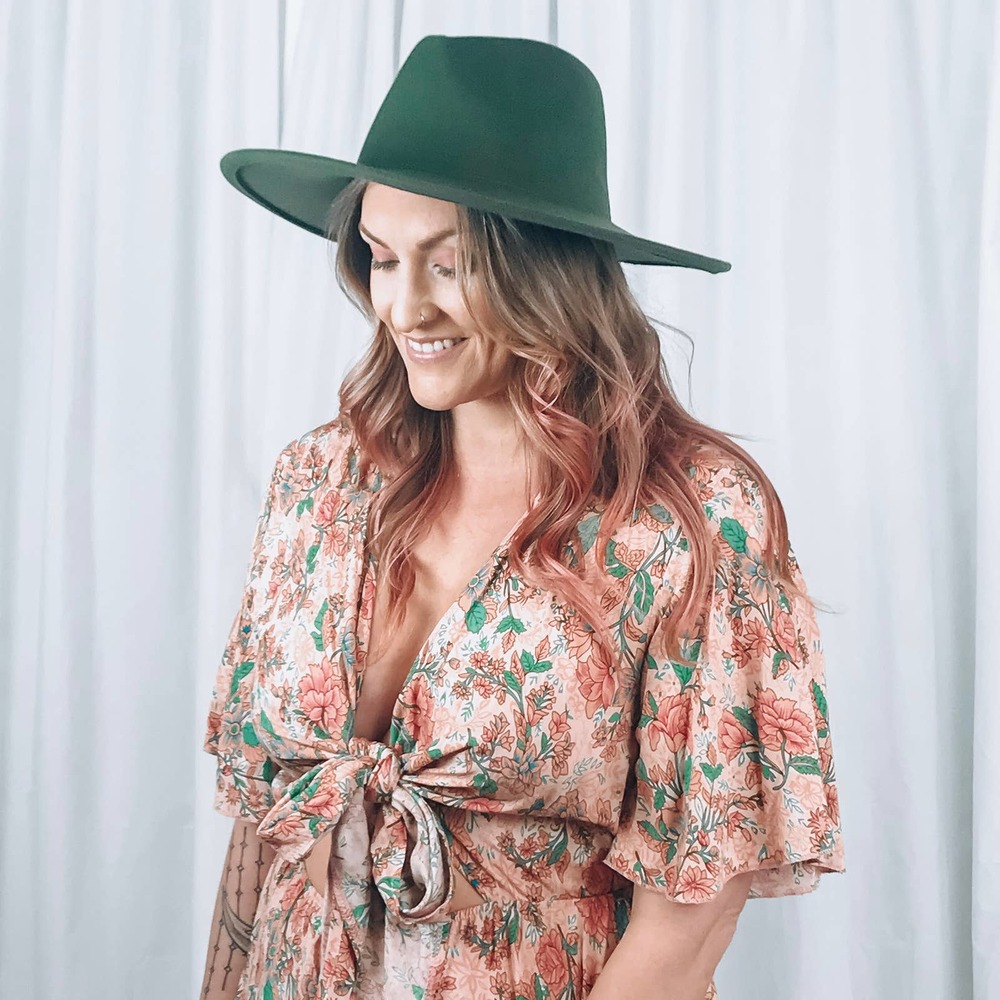 SOLD OUT NWT Wide Brim Western Style Fedora Hat Deep Olive